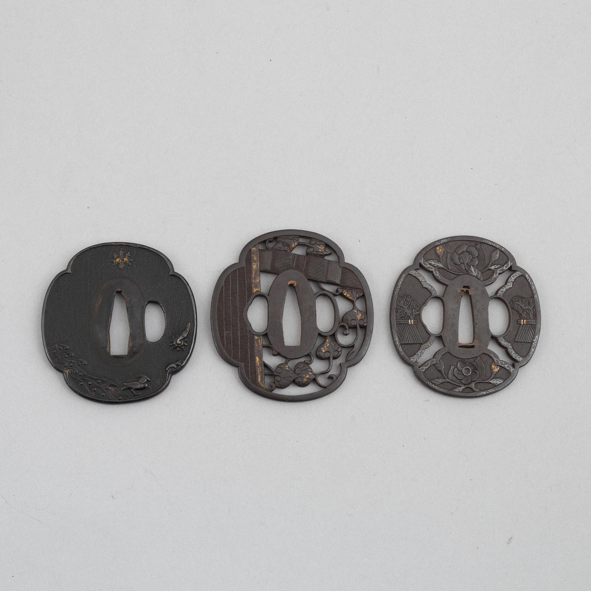 Tsuba, 3 pcs, Japan, mumei, Edo.