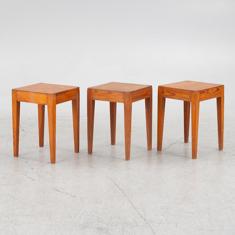 Stools, pine, mid-20th century.