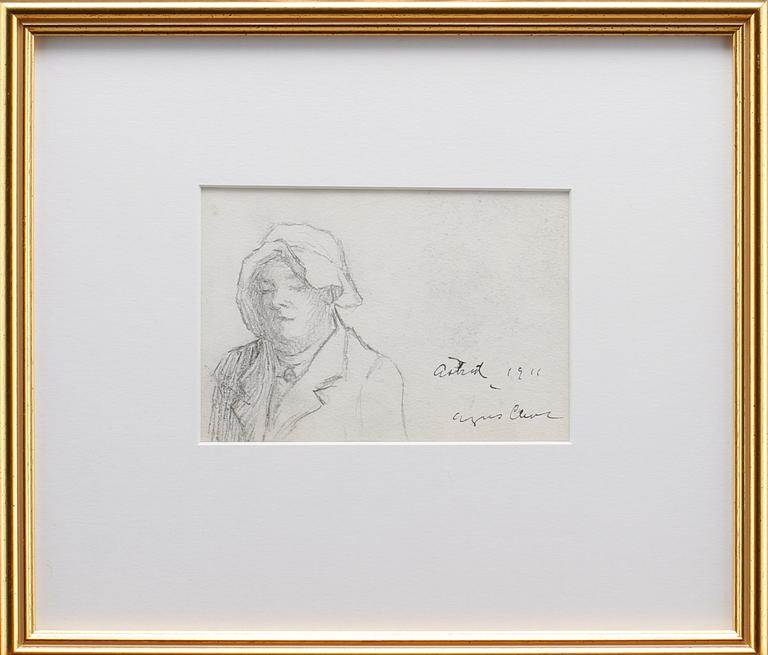 AGNES CLEVE, 15 st inramade akvareller och skisser, ur skissblock "Lapplandsresan 1911", varav tre med signatur.