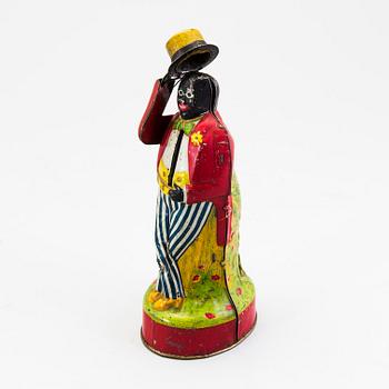 A tinplate coin bank by J. Levy & Co, England, probably of German manufacture, ca 1909.