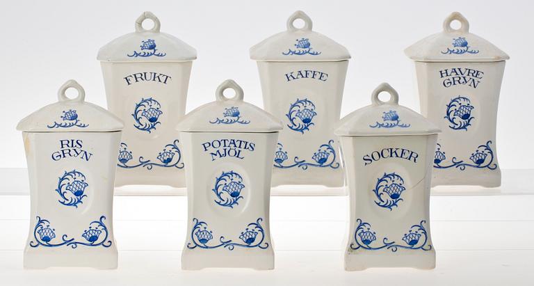 KRYDDBURKAR MED LOCK, 6 st, porslin, Rörstrand.