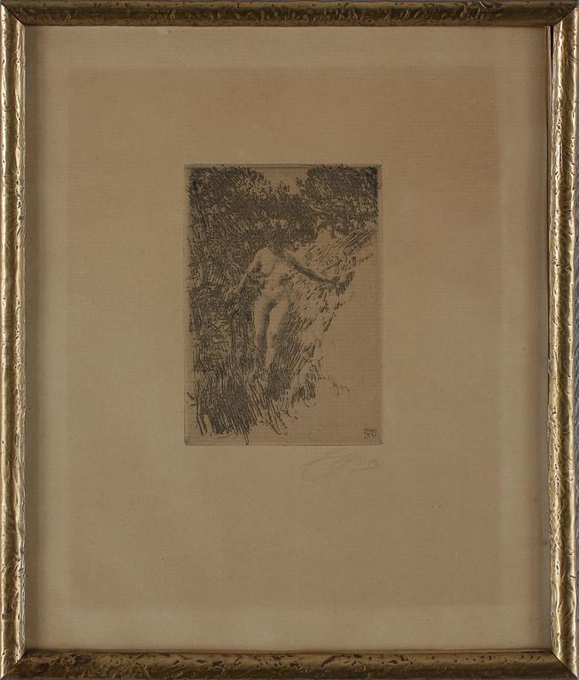 ANDERS ZORN, etsning, utförd 1911, signerad med blyerts.