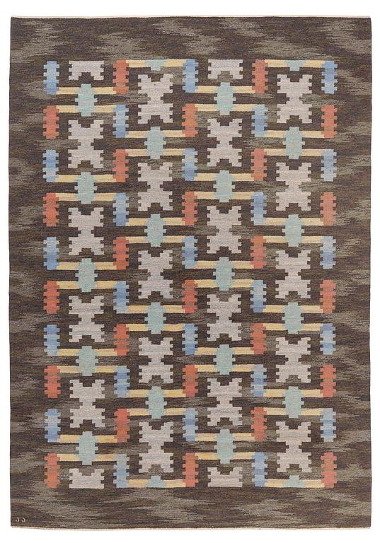 Judith Johansson, a flat weave 'Hittarp', c. 336 x 250 cm, signed JJ.