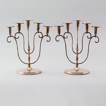 KANDELABRAR, 1 par, nysilver, CG Hallberg, 1900-talets första hälft.