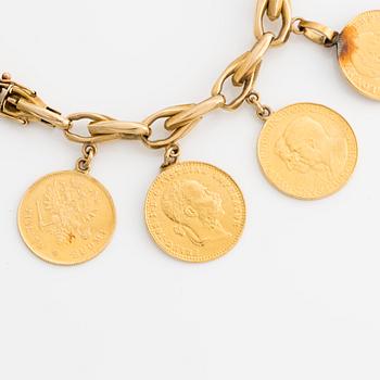 Bracelet 18K gold with gold coin.