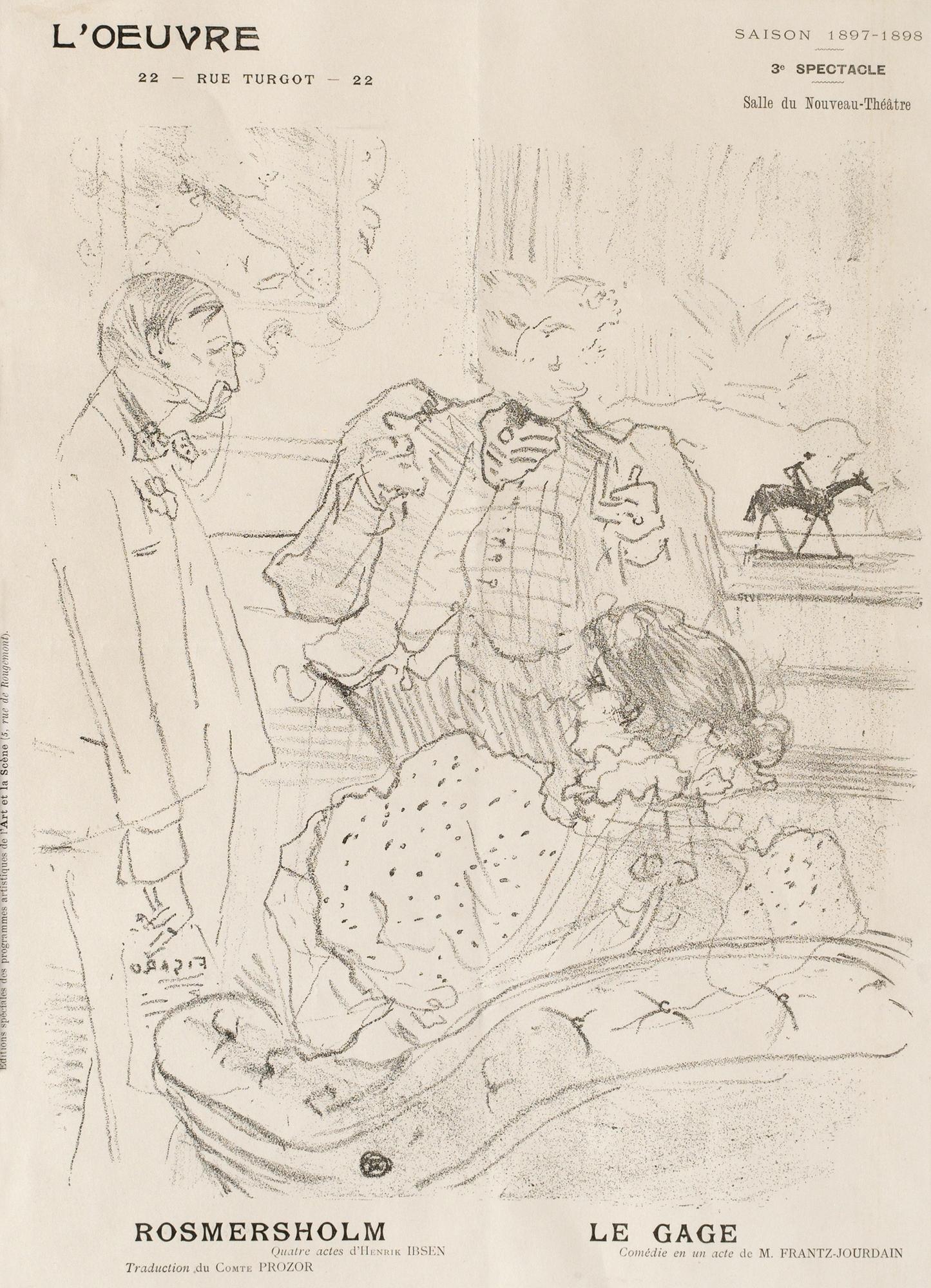 Henri de Toulouse-Lautrec, "Le Gage" (Edition du programme de théâtre).