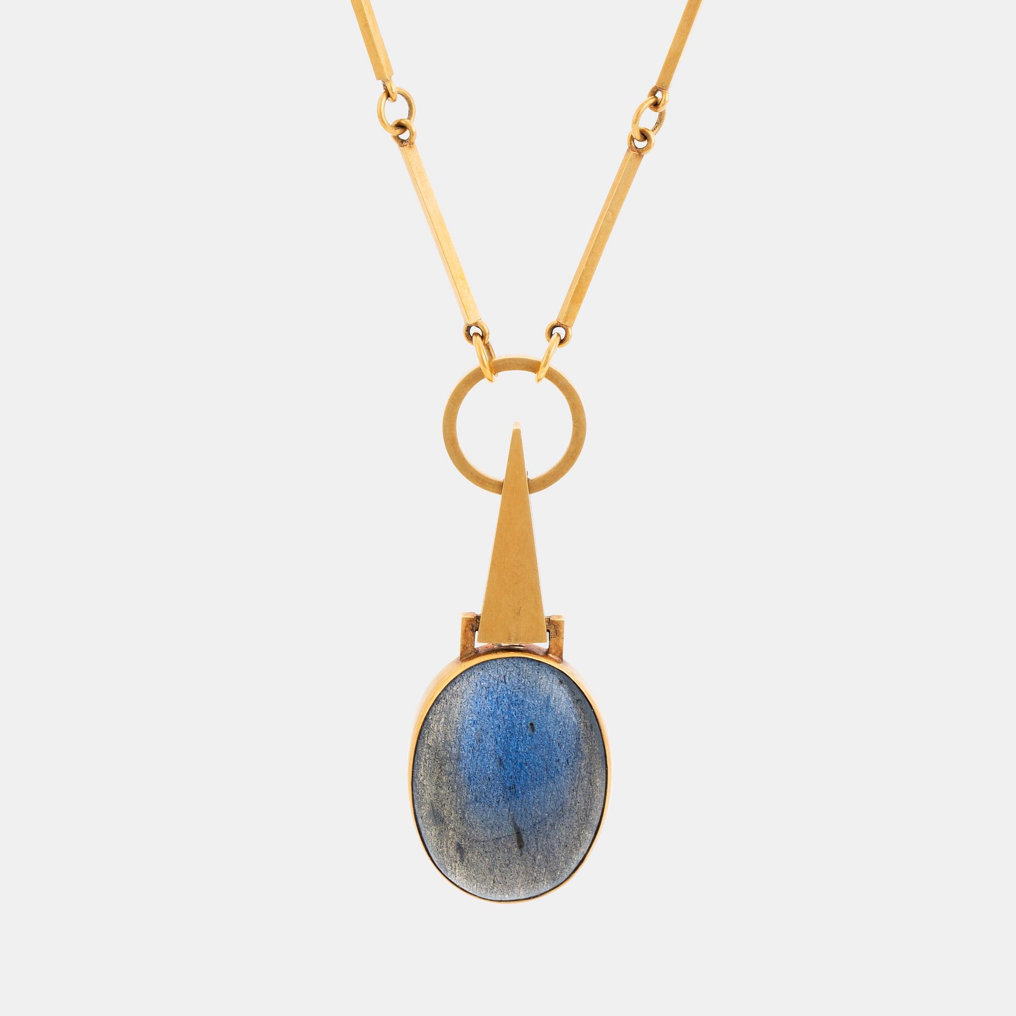 Wiwen Nilsson, a 18K gold and cabochon cut labradorite collier, Lund Sweden 1957.