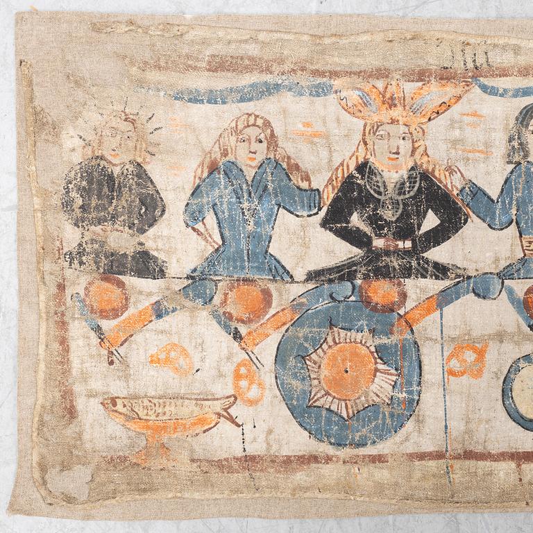 A south swedish folk art painting early 19th Century, tempera on canvas.
