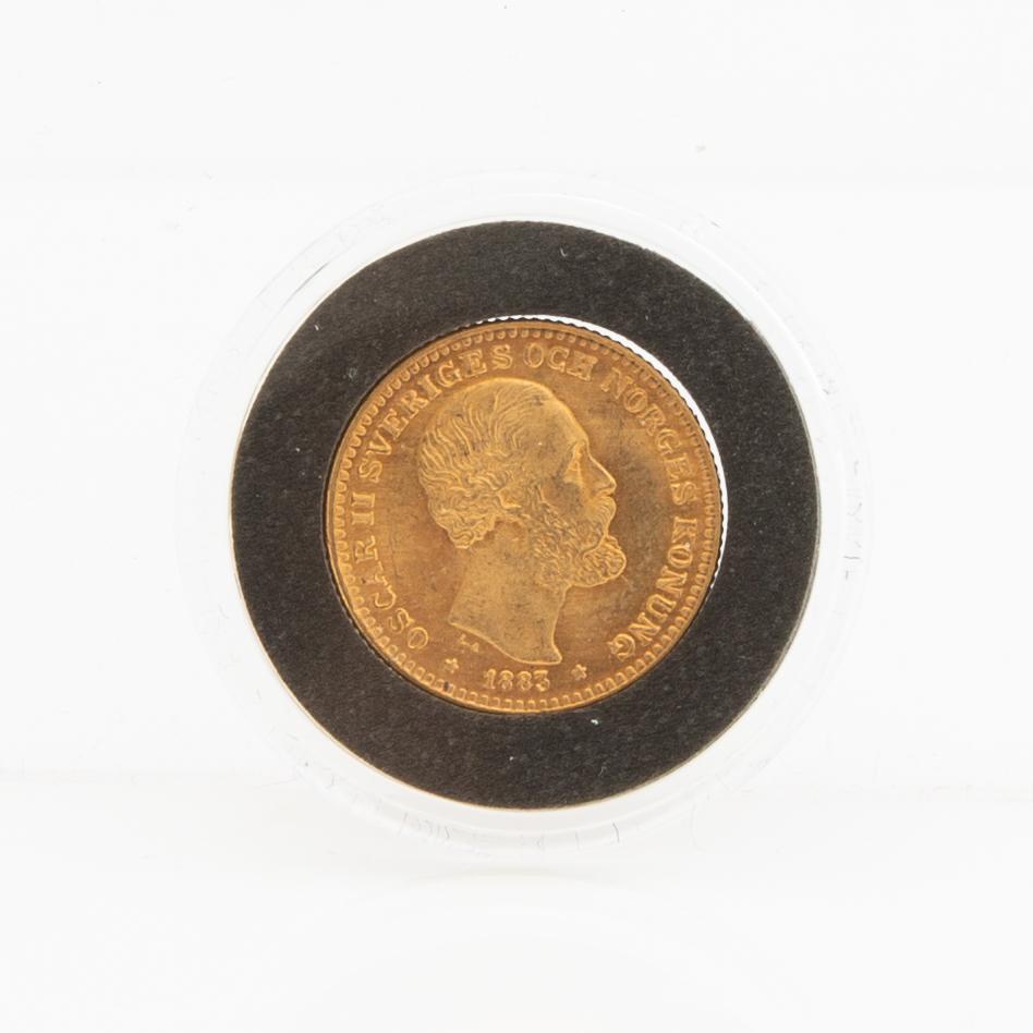 Guldmynt Sverige, Oscar II 10 kr, 1883, felpräglat.