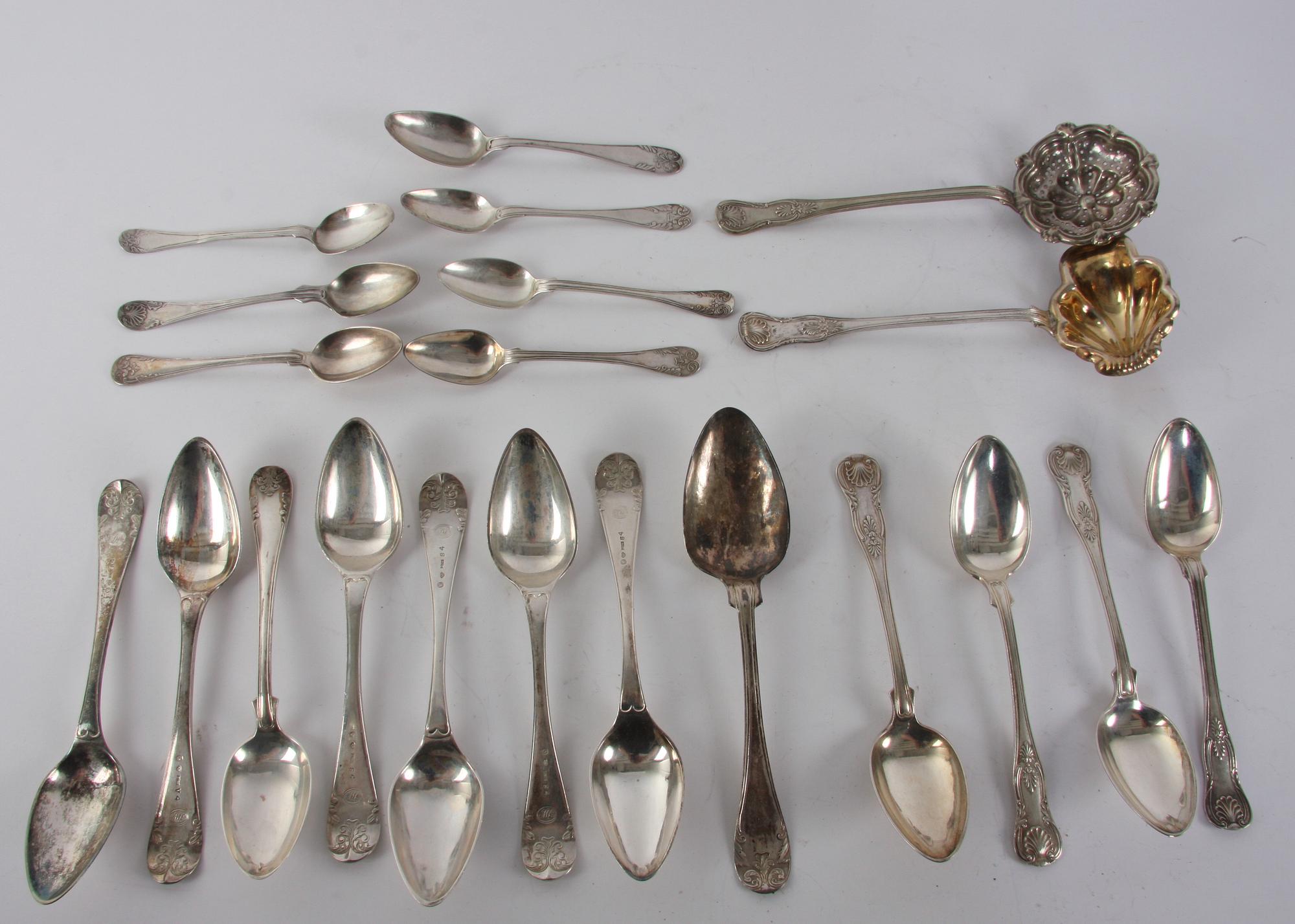 SKEDAR MM, 21 delar, silver 1800-tal mm.