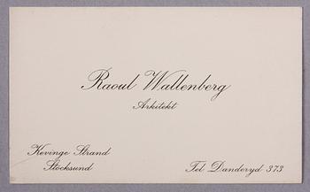 JULKORT SAMT VISITKORT/CHRISTMAS CARD AND BUSINESS CARD, med Raoul Wallenbergs autograf.