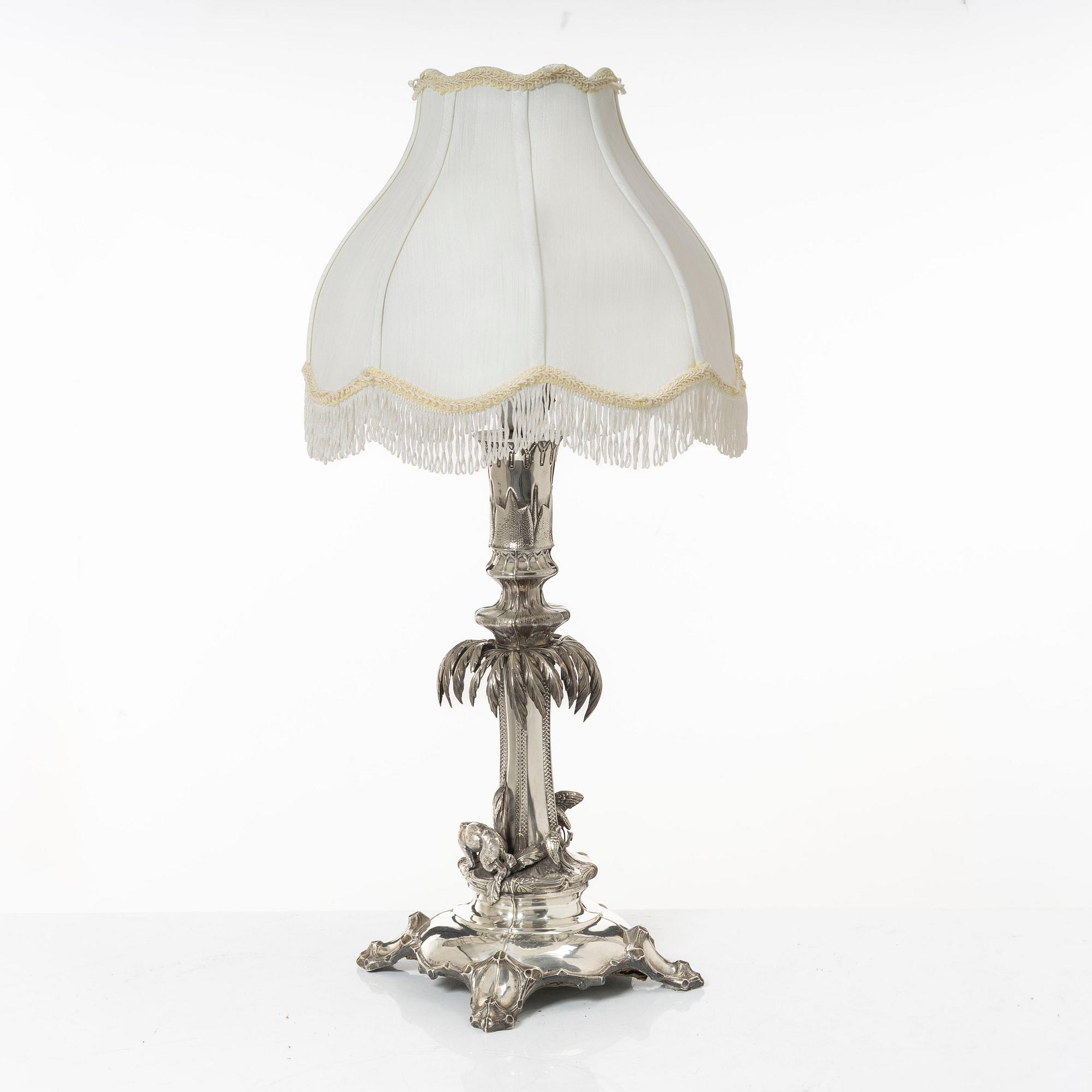 Gustaf Adolf Cedergren, bordslampa, silver, Stockholm 1886.