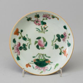 Seven famille rose dishes, Qing dynasty.