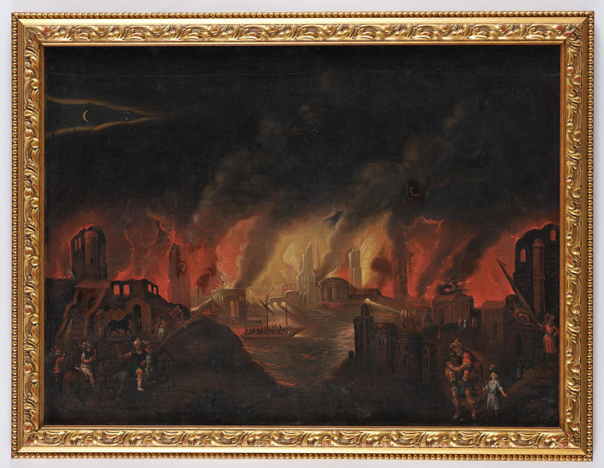 Rombout van Troyen, his circle, Troy is burning.