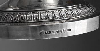 KAFFESERVIS, 3 delar, silver, empirstil, Gustaf Möllenborg, Stockholm 1917. Ca 1540g.