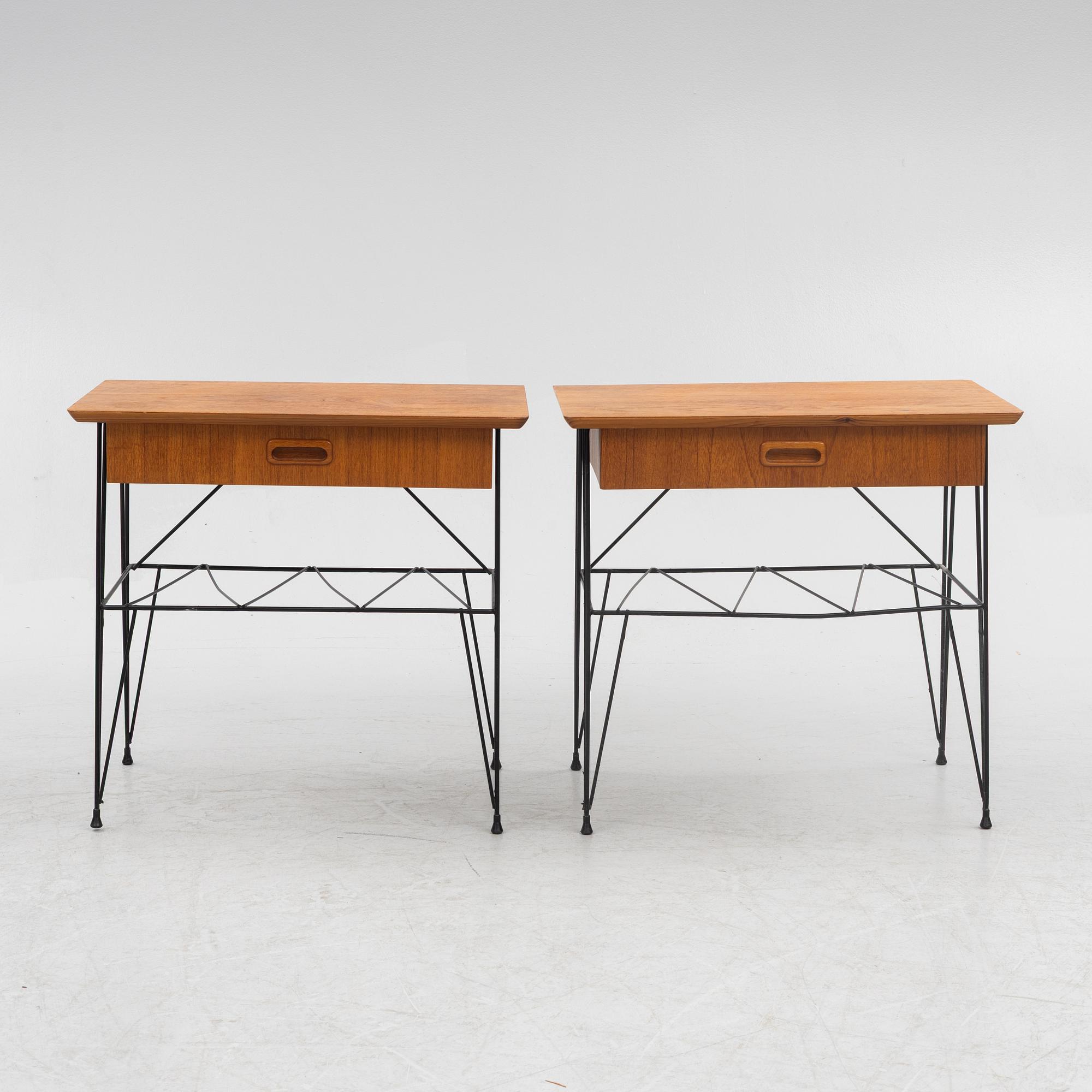 Bedside tables, a pair, Sweden, mid-20th century.