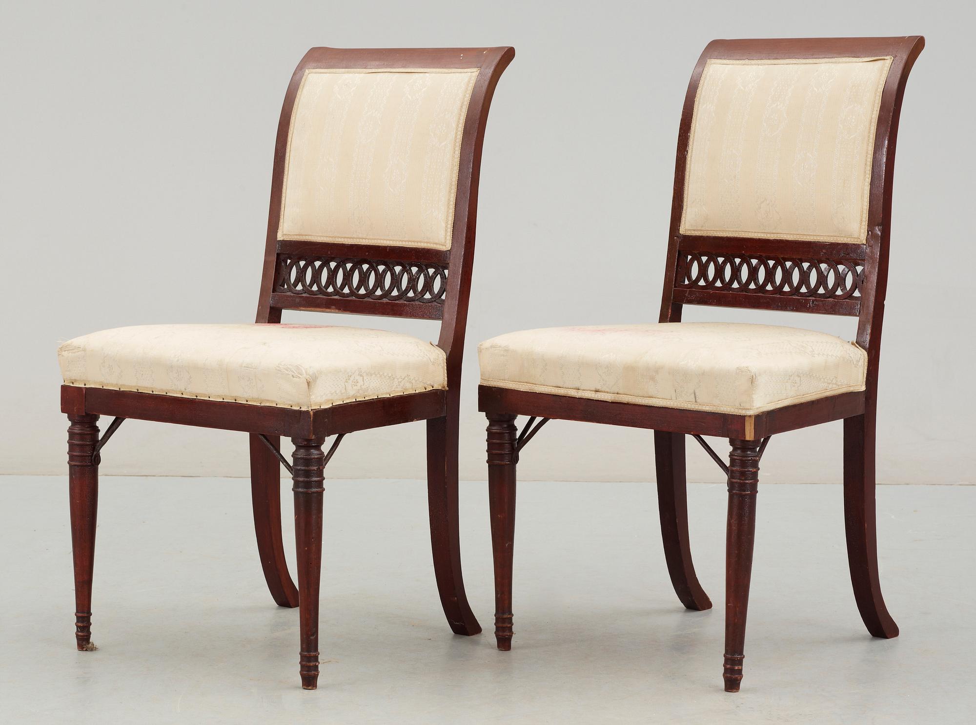 STOLAR, ett par, sengustaviansk stil, 1800-talets mitt.