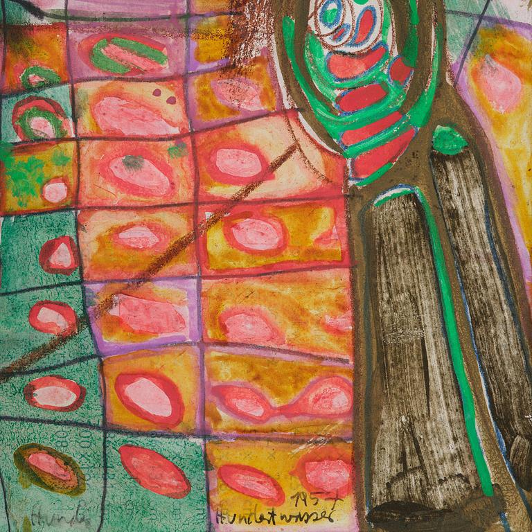 Friedensreich Hundertwasser, "Spirale und Karos",.