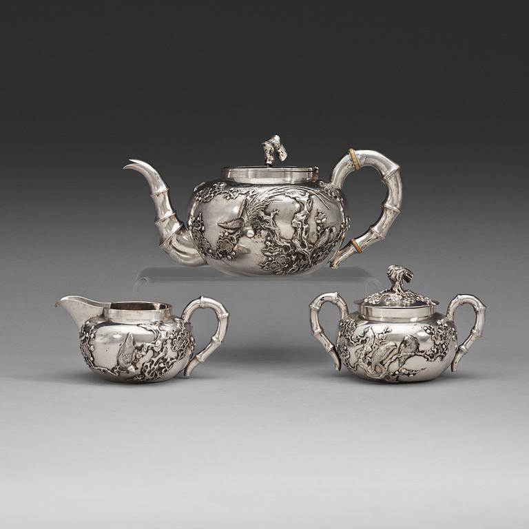 A Chinese three-piece tea set by an unidentified master, early 20th Century.