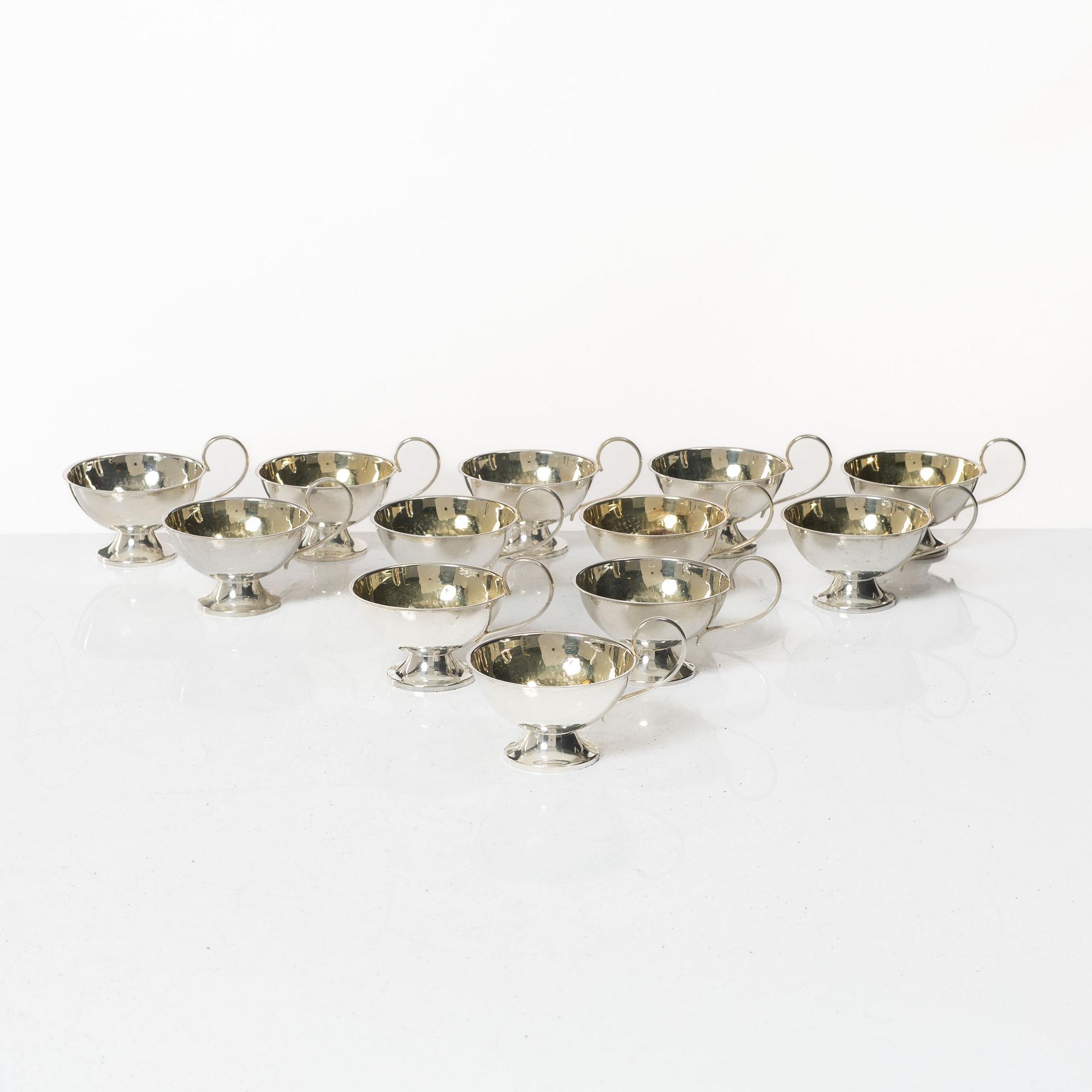 Punschmuggar, 12 st, silver, Ceson Guldvaru Ab, Göteborg 1970-80-tal.