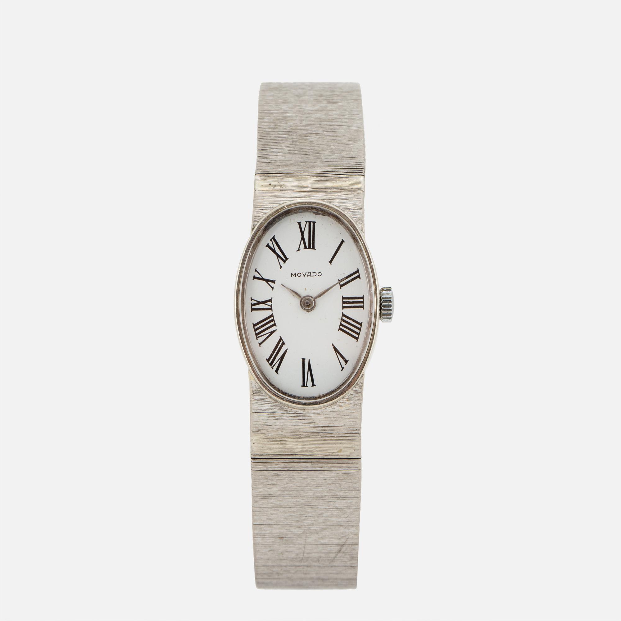 A Movado 18K white gold ladies watch.