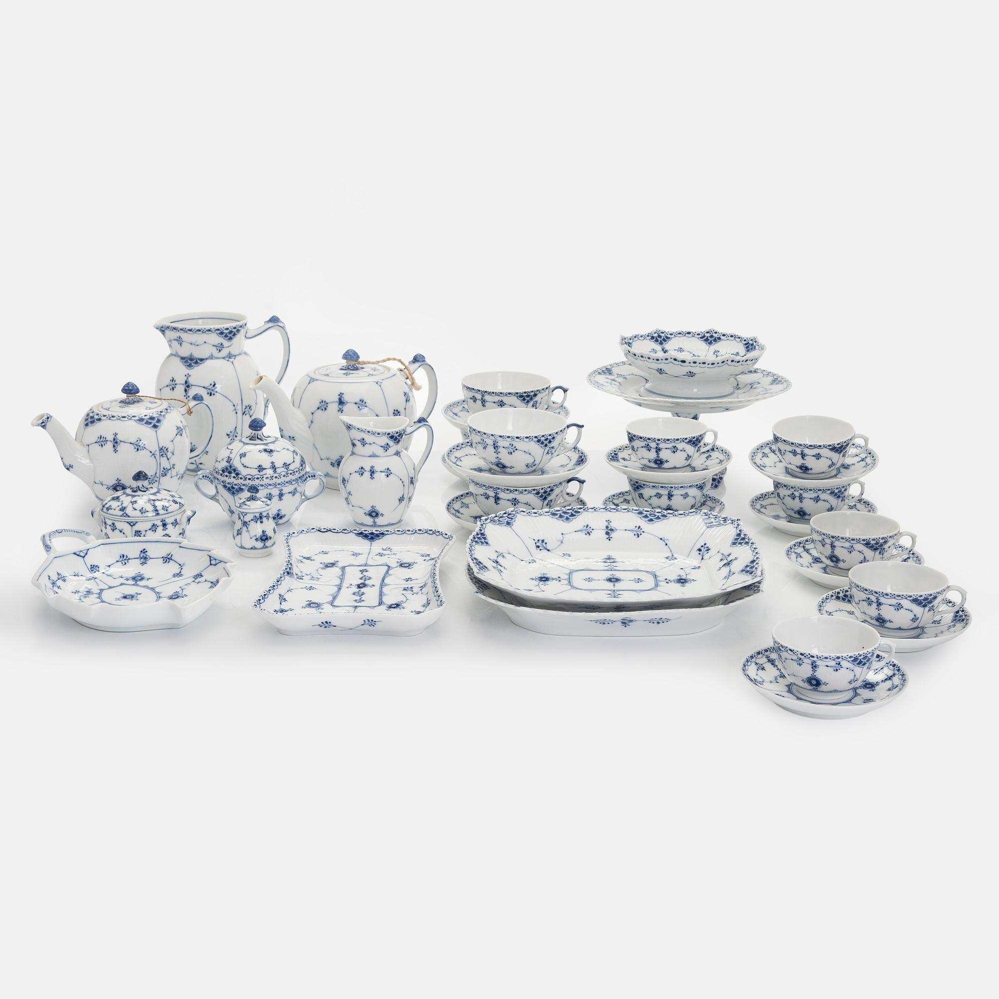 A 51-piece porcelain coffee and tea service, "Musselmalet", Royal Copenhagen, Denmark.