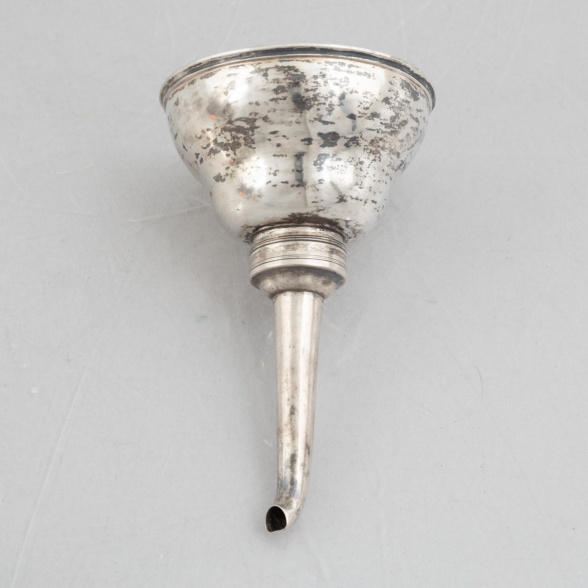 A Swedish parcel-gilt silver wine funnel, mark of Adolf Zethelius, Stockholm 1830.