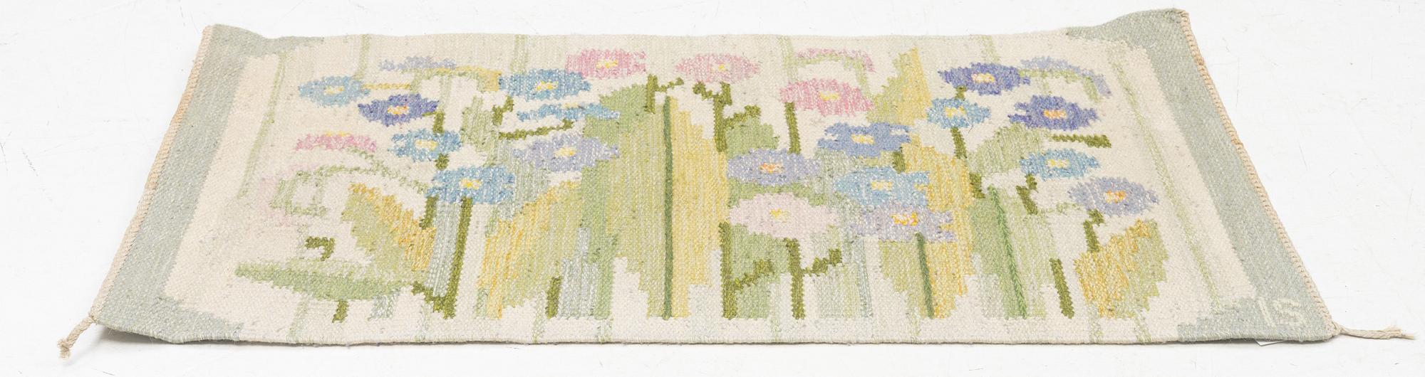 Ingegerd Silow, a flat weave tapestry, 'Förgätmigej', c. 90 x 55, signed IS.