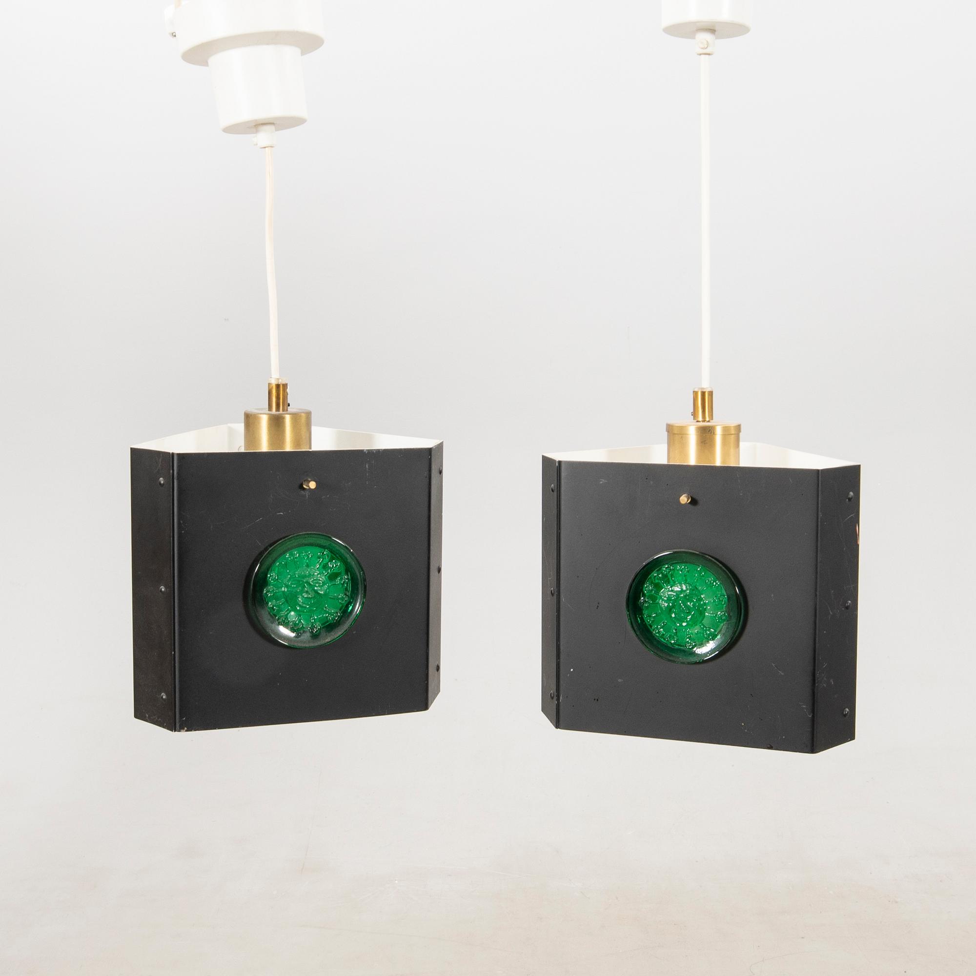 Ceiling lamps, a pair by Ateljé Lyktan, 1970s.