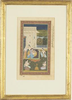 Four Indian and Persian miniature paintings, 20th Century.