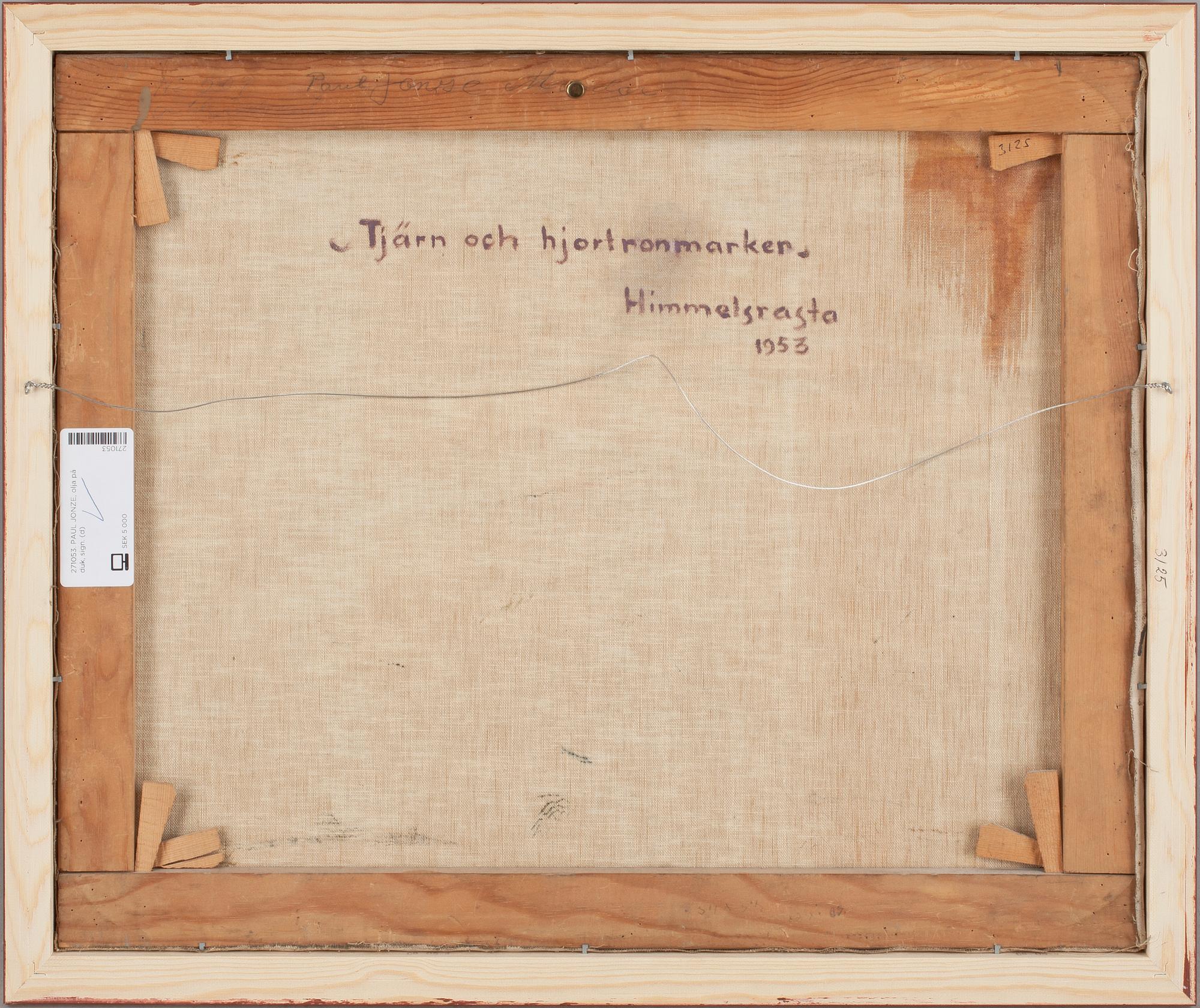 PAUL JONZE, olja på duk, sign.