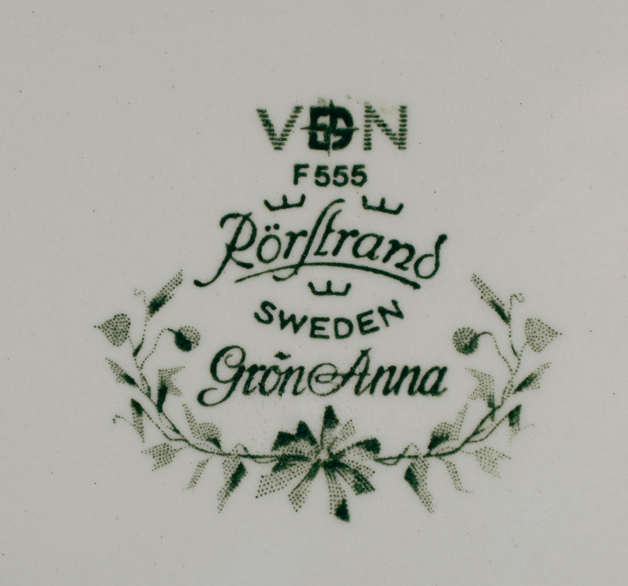 SERVISPORSLIN, 52 del, "Grön Anna", Rörstrand.