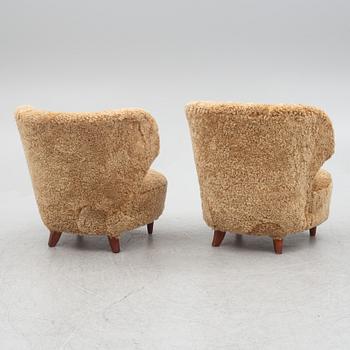 Armchairs, a pair, Swedish modern, mid-20th century.