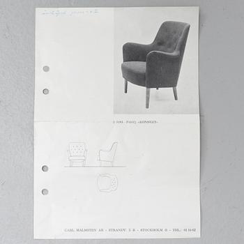 Carl Malmsten, a 'Konsert' armchair, Carl Malmsten AB, Sweden, 1962.