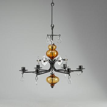 LJUSKRONA, glas och smidesjärn, Erik Höglund. H 43 cm.