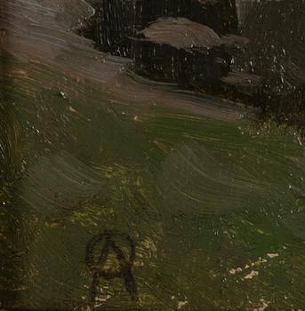 Olof Arborelius, Landscape with figures by a lake.