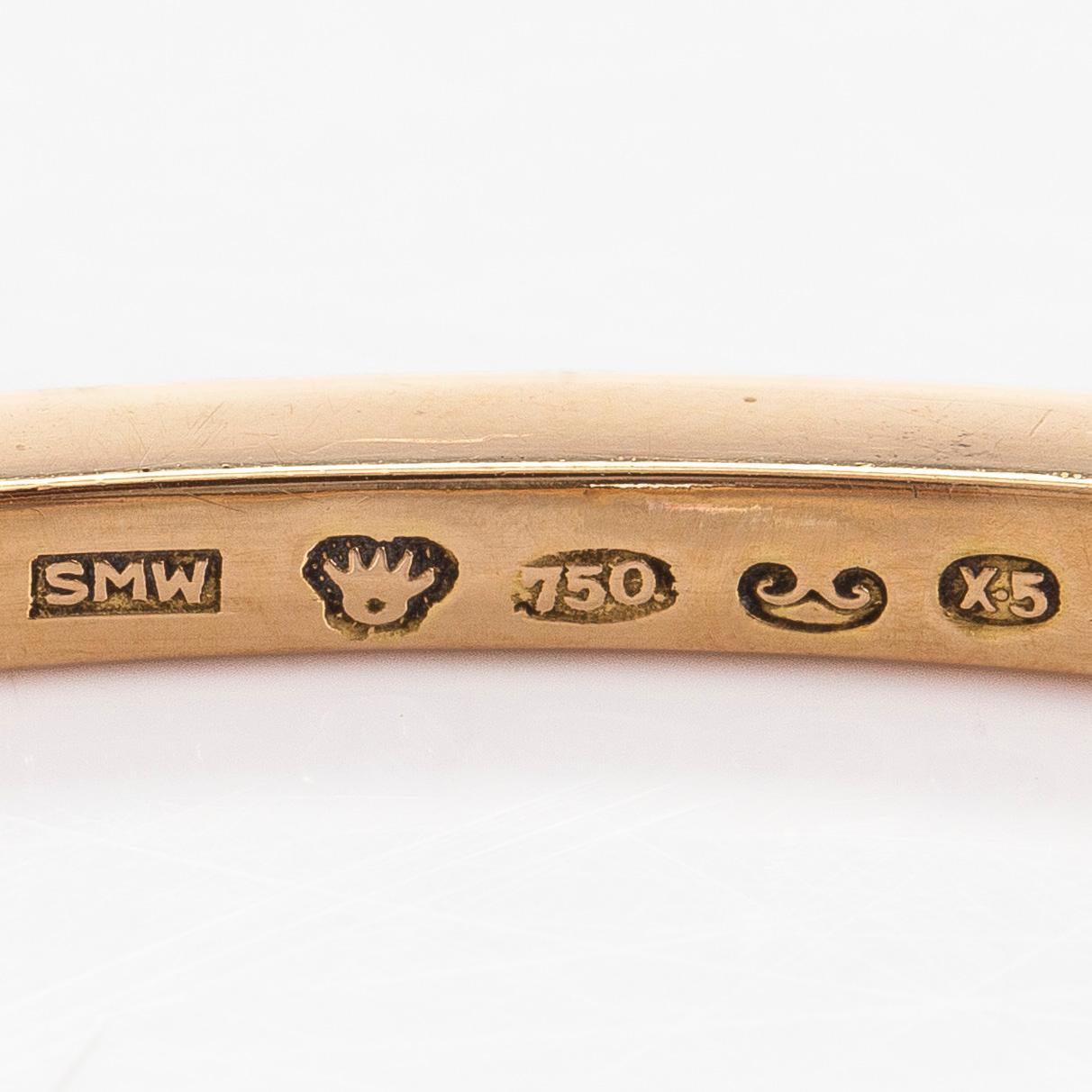 Rannerengas, viistehiottu akvamariini, 18K kultaa, Samuel Mika Westerlund, Porvoo 1927.