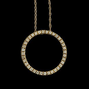 HÄNGE, 14K guld med briljantslipade diamanter, ca 0.70 ct. Vikt 2,7 g.
