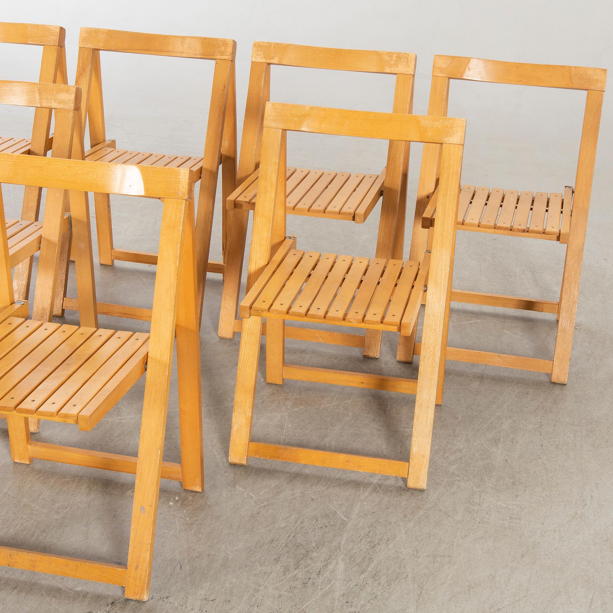 Aldo Jacober, 7 folding chairs for Bazzani, Italy 1970s.