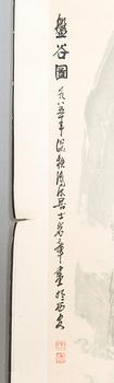 Wang Yanzhang, A scroll painting, ink and colour on paper signed.
