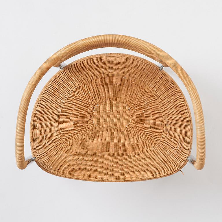 Poul Kjaerholm, a steel and rattan 'PK12' chair, E Kold Christensen, Denmark, early 1960s.