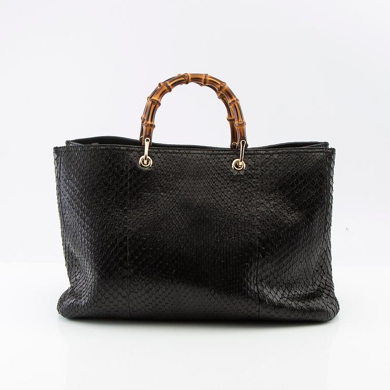 Gucci, bag, "Python Bamboo Shopper Tote".