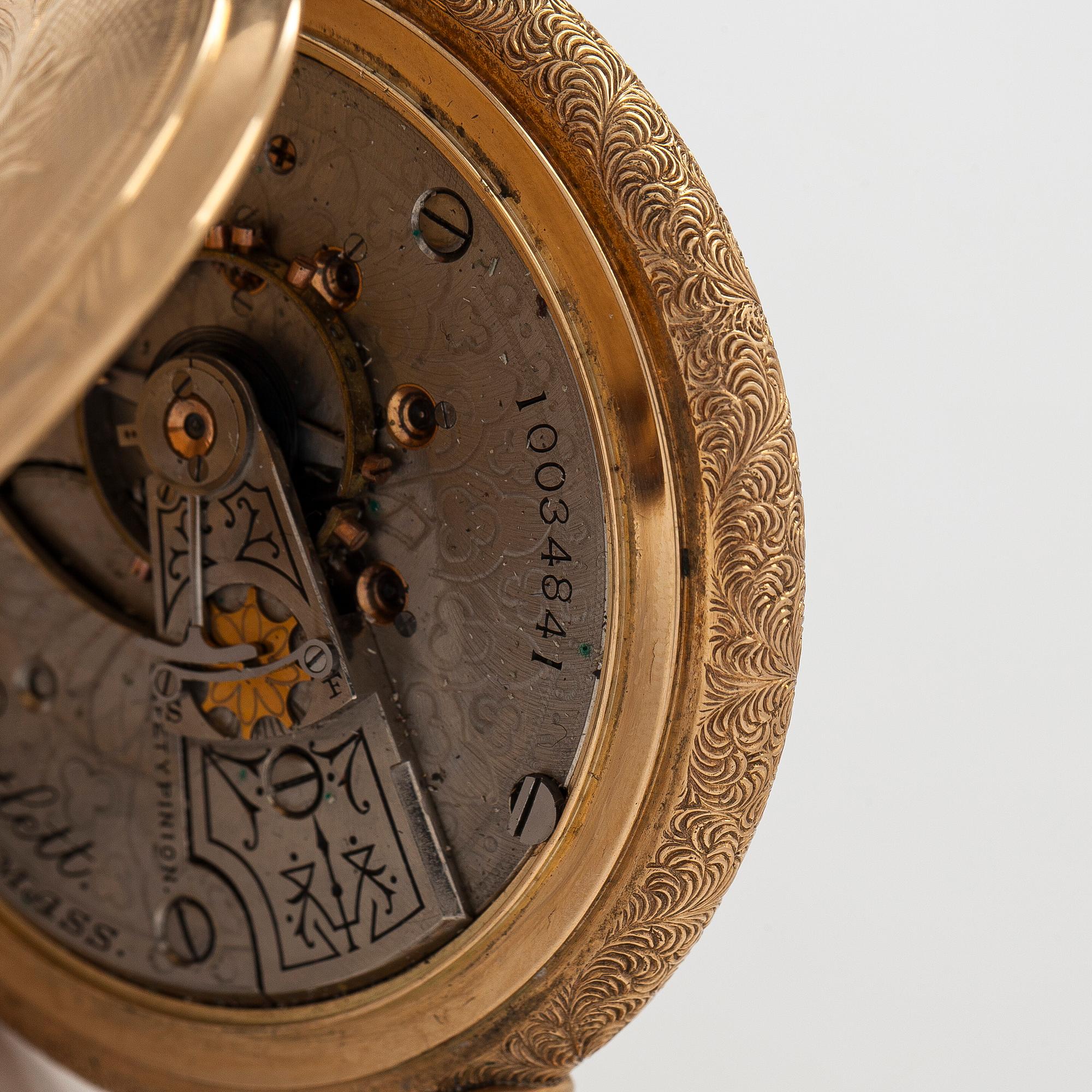 Waltham, pocket watch, hunter, 56.5 mm.