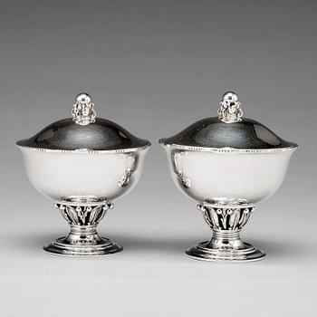 156. Georg Jensen, a pair of sterling bonbonnières, Copenhagen 1920's, design nr 180 C.