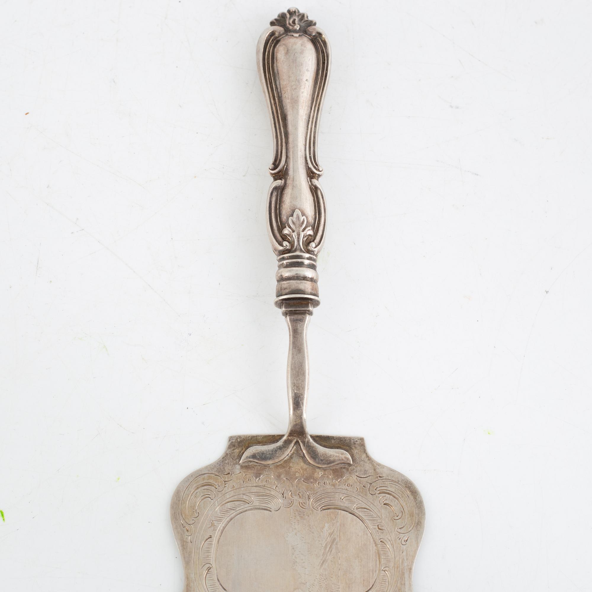 Christopher Creutz, tårtspade, silver, nyrokoko, Stockholm 1861.
