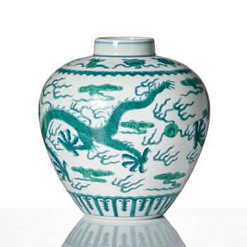 A Chinese five clawed dragon jar, with Qianlong mark, possibly Republic.