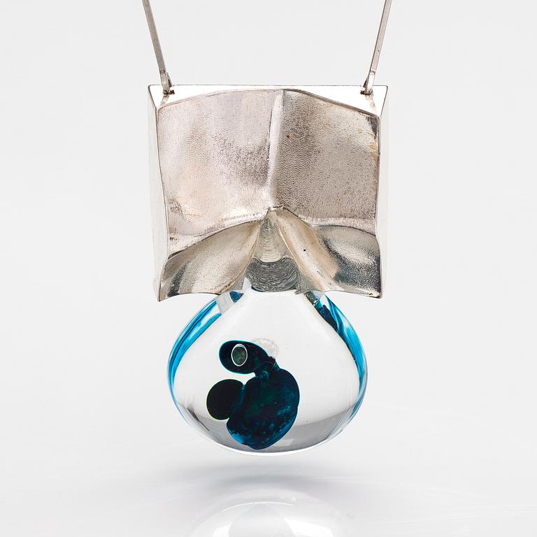 Björn Weckström, "Big drop", a sterling silver and acrylic necklace. Lapponia 1973.