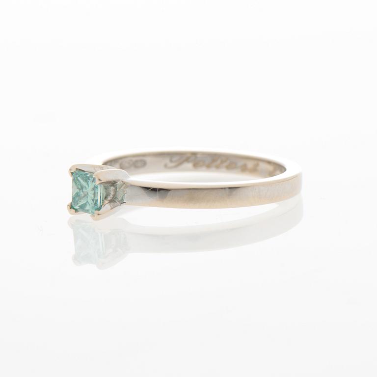 A RING, treated green diamond, 14K white gold.
