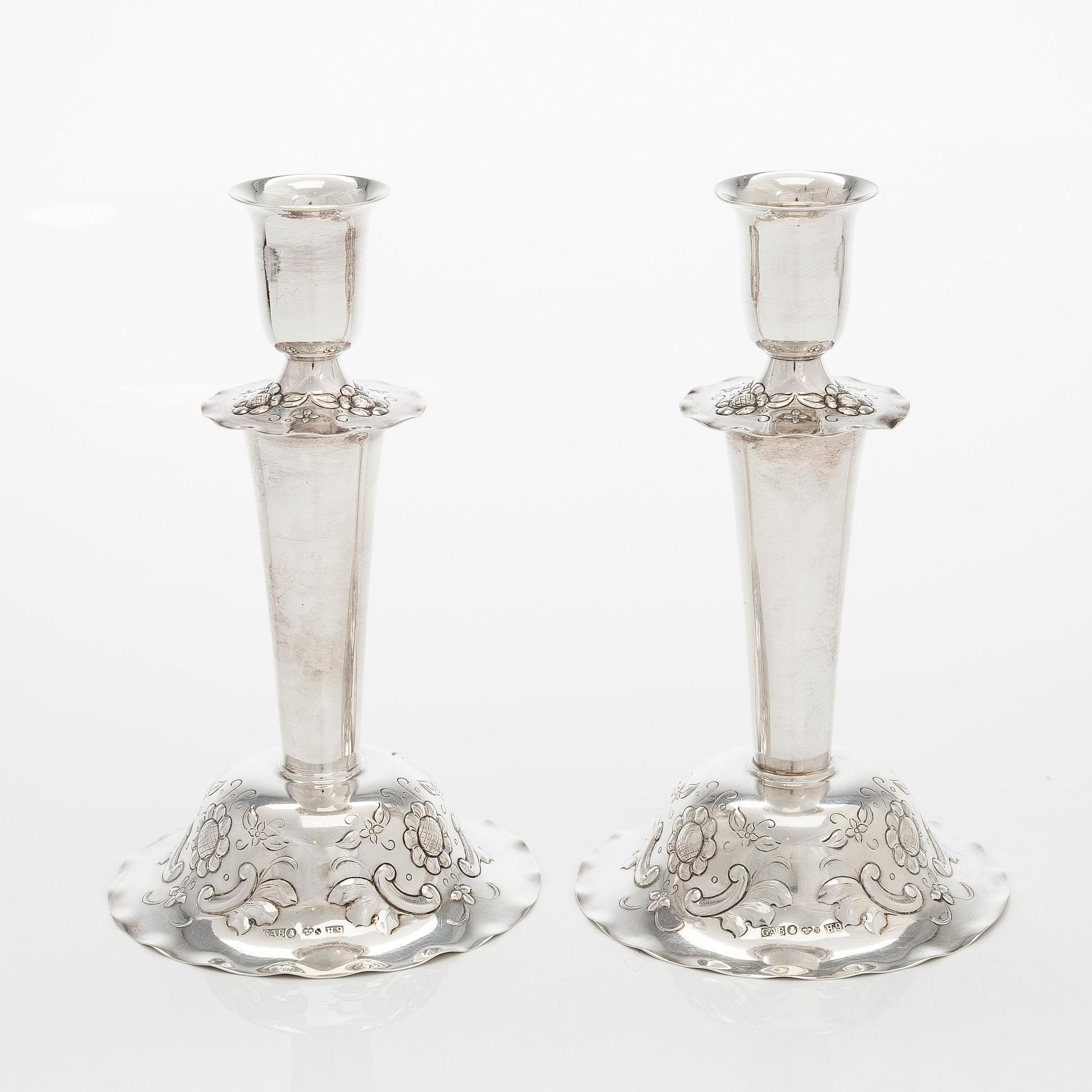 Ljusstakar, ett par, silver, GAB Stockholm 1958.