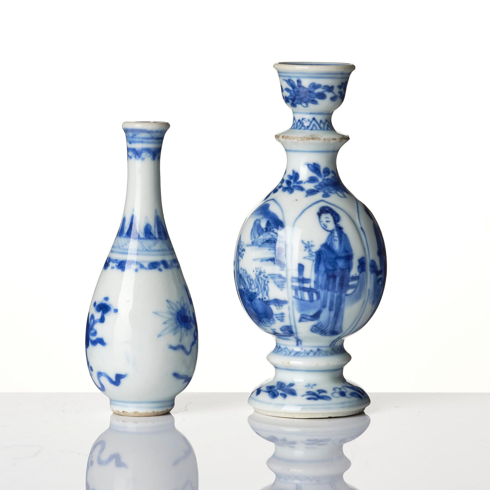 A group of four blue and white miniatures, Qing dynasty, Kangxi (1662-1722).
